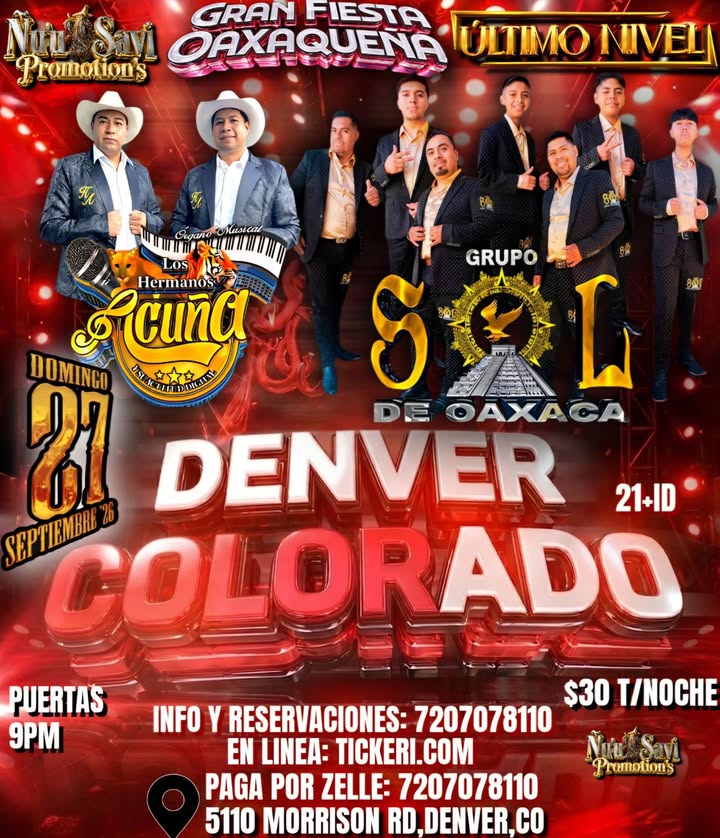 Flyer de la Fiesta Oaxaqueña en Último Nivel el domingo 27 de septiembre